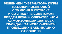 Губернатор Югры Наталья Комарова подписала решение о введении новых ограничительных мер в Югорске и Советском из-за ситуации с COVID-19